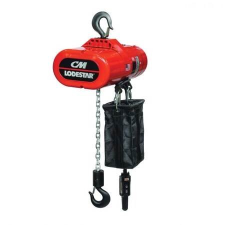Cm Lodestar Electric Chain Hoist, Single Reeving, Series Model Rrs, 2 Ton, 0394 X 118 In, 10 Ft 3565S1
